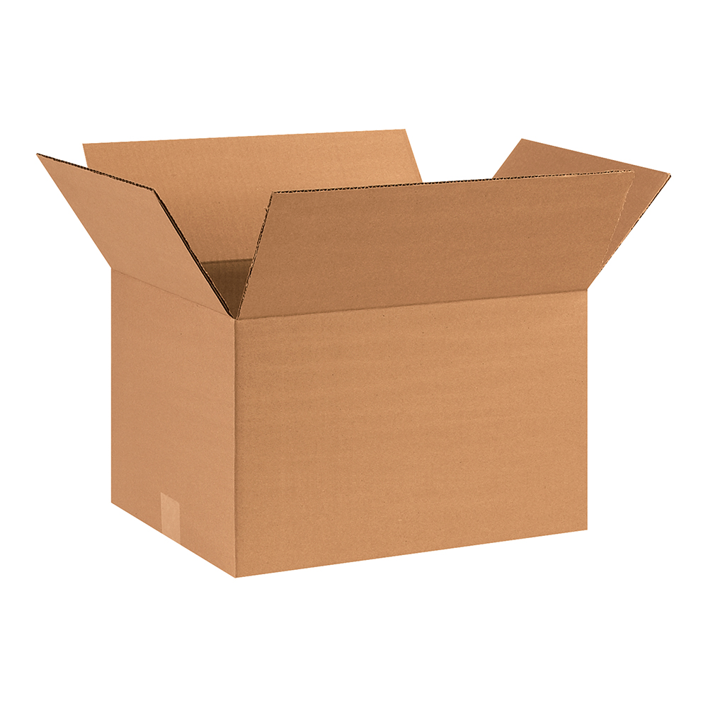 A rectangular brown Box Partners™ carton with four open flaps 16 x 12 x 10" Corrugated Boxes